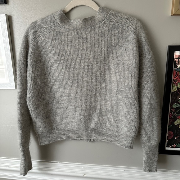J. Crew Ribbed V-Neck Cardigan Sweater, Light Grey - Picture 3 of 6
